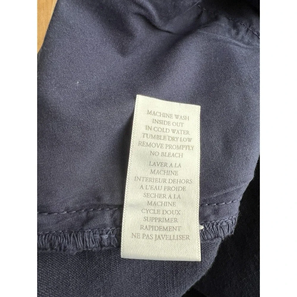 Frank & Eileen Wicklow Pants Straight Cut Cropped Raw Hem Stretch Navy Size 2